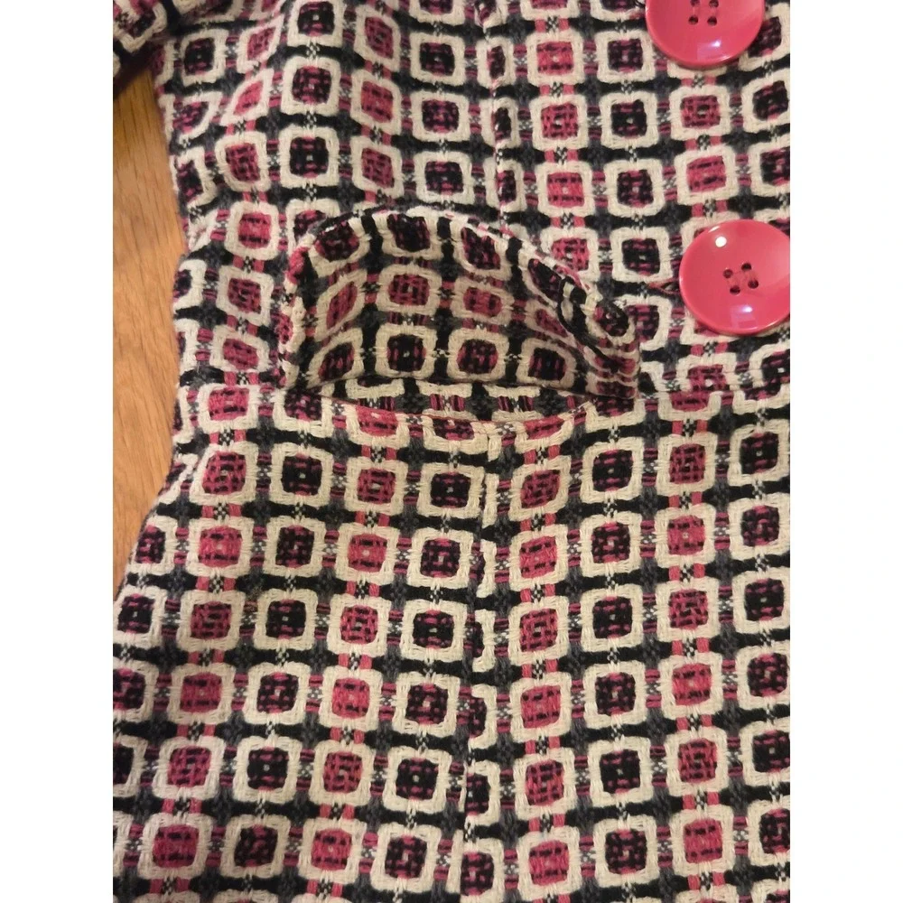 Y2K Bouclé Coat, Pink Tweed, Coquette, Twee, Mod, Retro, Statement Jacket, Sz M - Picture 9 of 15